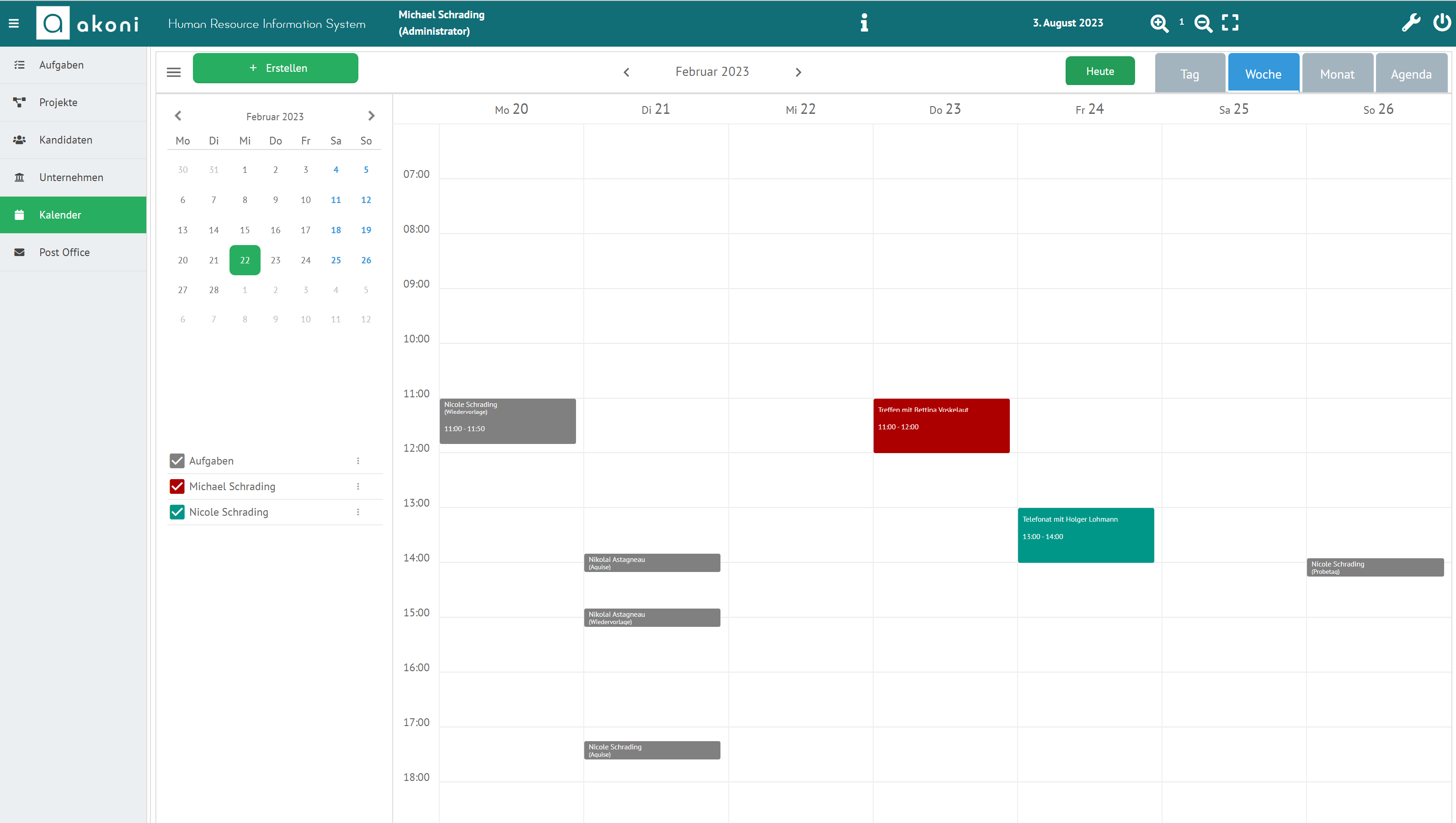Dates at a glance in the CRM program
