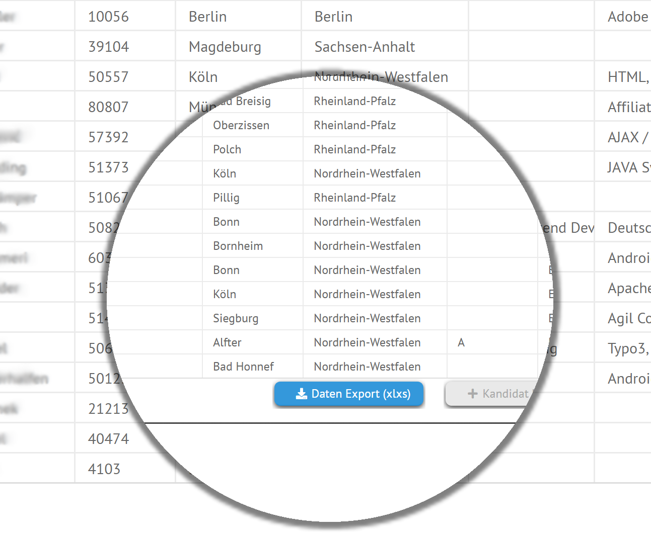 Data export from akoni etc. to Excel lists